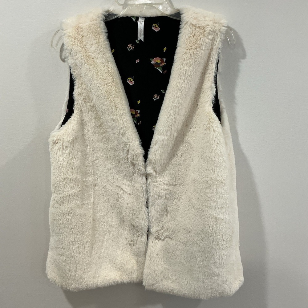 Matilda Jane Moments with you Snow Way Vest Women Size M Faux Fur Floral Inner
